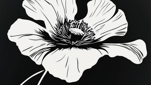 Papier peint fleur stylisée Illustration graphique d'une fleur sur fond noir