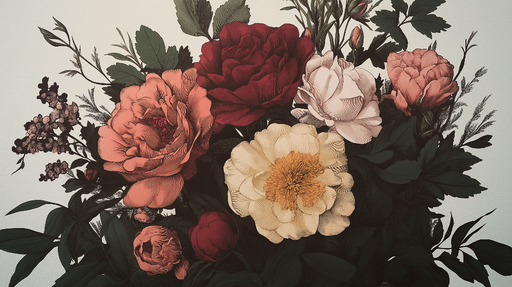 Papier peint fleuri Bouquet de Pivoines Éclatantes