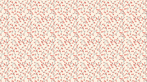 Papier peint fleuri Branches délicates avec des fleurs rouges sur fond beige