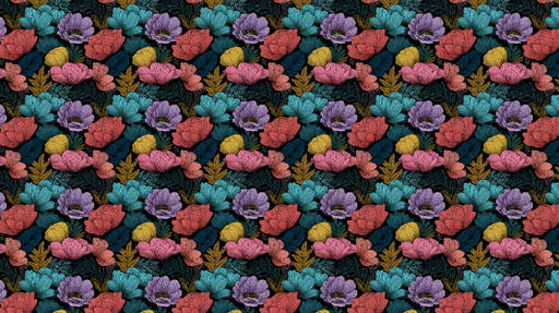 Papier peint fleuri coloré Motif de fleurs vives sur fond noir