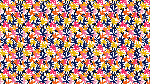 Papier peint fleuri coloré Un motif vibrant de feuilles et fleurs multicolores sur fond blanc