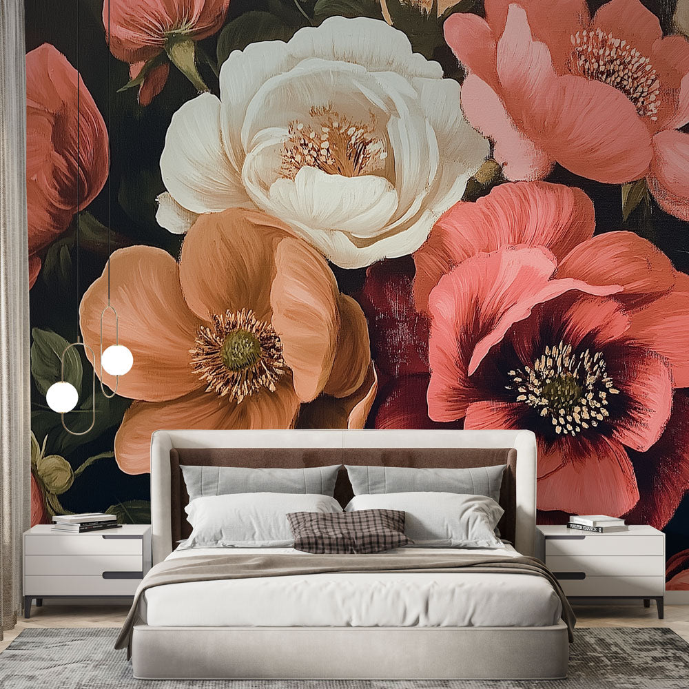 Papier peint fleurs et herbes vertes | Vive Chez Moi Papier peint fleurs et herbes vertes | Vive Chez Moi