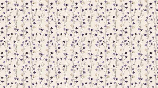 Papier peint fleuri Fines tiges violettes et fleurs délicates sur fond clair