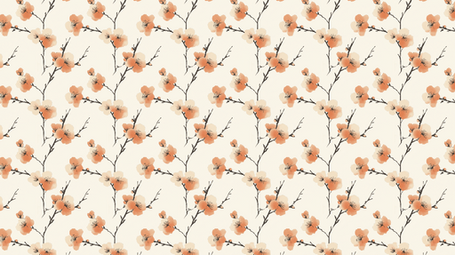 Papier peint fleuri Fleurs délicates en nuances de pêche sur fond crème