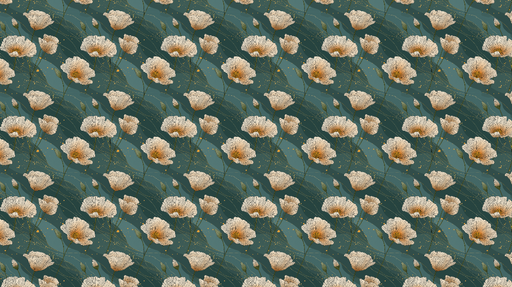 Papier peint fleuri Fleurs délicates sur fond vert émeraude