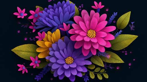 Papier peint fleuri Fleurs et feuillage luxuriant sur fond sombre