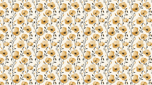 Papier peint fleuri Motif de fleurs jaunes et tiges noires