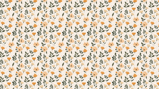 Papier peint fleuri Motif de fleurs oranges et feuilles vertes