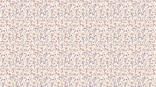 Papier peint fleuri Motif de fleurs roses et violettes sur fond crème