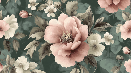 Papier peint fleuri Motif romantique de fleurs pastel