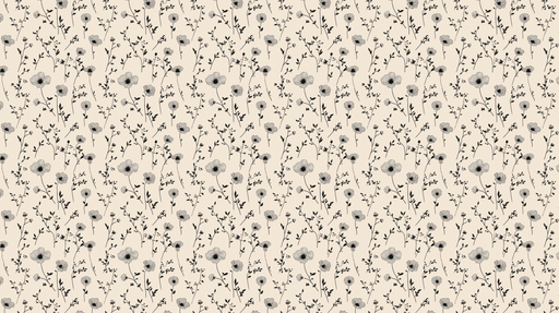 Papier peint fleuri noir et blanc Motif floral délicat sur fond beige