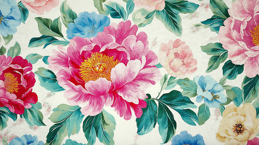 Papier peint fleuri Pivoines colorées sur fond clair