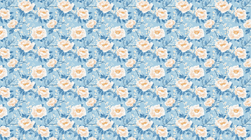 Papier peint fleuri Roses délicates sur fond bleu paisible