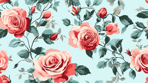 Papier peint fleuri Roses Éclatantes sur Fond Pastel