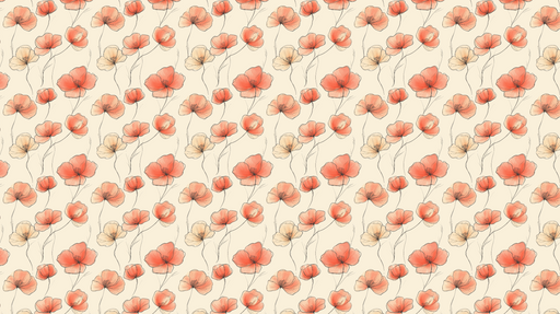 Papier peint fleurs aquarellées Motifs délicats de fleurs corail sur fond crème