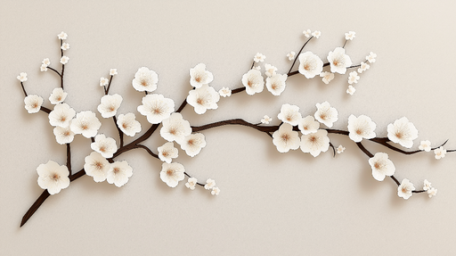 Papier peint fleurs blanches Élégante branche de fleurs délicates sur fond neutre