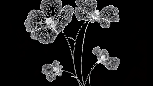 Papier peint fleurs blanches Élégantes fleurs blanches sur fond noir