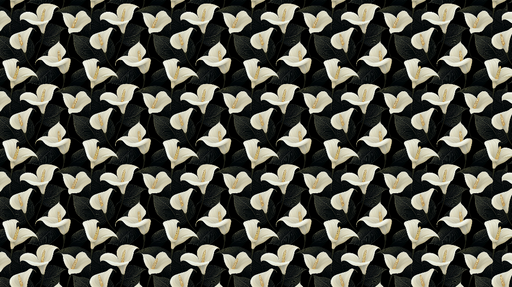 Papier peint fleurs blanches Élégantes fleurs sur fond noir