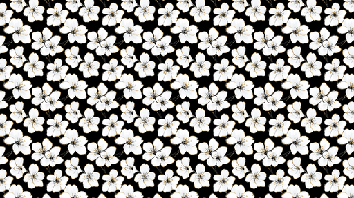 Papier peint fleurs blanches Élégantes fleurs sur fond noir