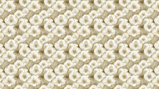 Papier peint fleurs blanches Motif de fleurs crémeuses avec des touches dorées