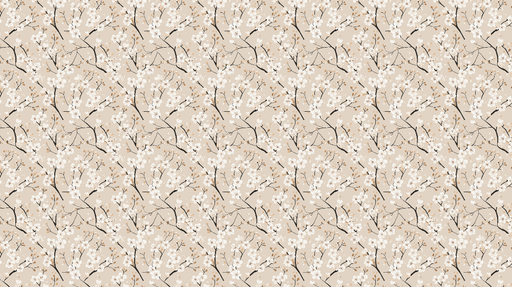 Papier peint fleurs blanches Motif délicat de branches fleuries sur fond beige