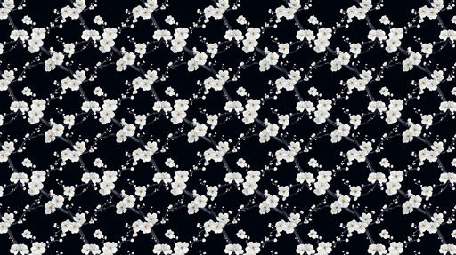 Papier peint fleurs blanches Motif délicat de fleurs blanches sur fond noir