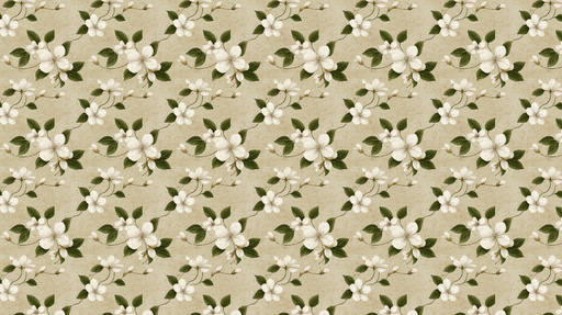 Papier peint fleurs blanches Motif élégant de fleurs blanches et feuilles sur fond beige
