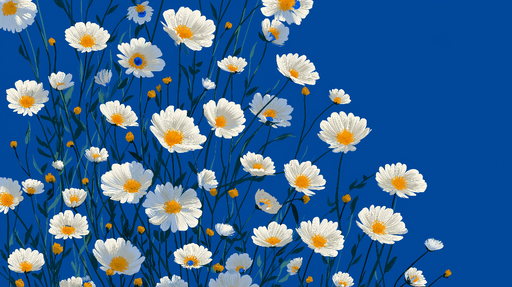 Papier peint fleurs blanches Motif lumineux de fleurs sur fond bleu profond