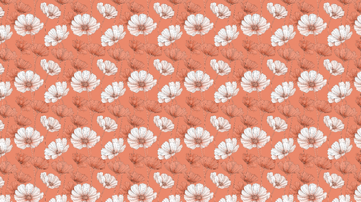 Papier peint fleurs blanches sur fond corail Motif floral délicat avec un fond chaleureux