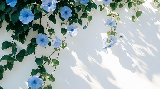 Papier peint fleurs bleu Fleurs délicates sur fond blanc