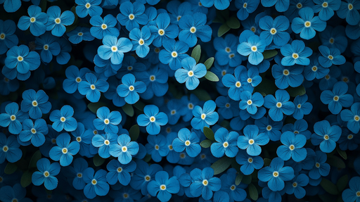 Papier peint fleurs bleues Éclatantes fleurs sur fond sombre