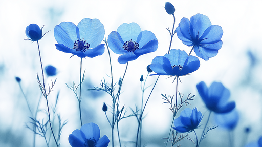 Papier peint fleurs bleues Fleurs délicates sur fond lumineux