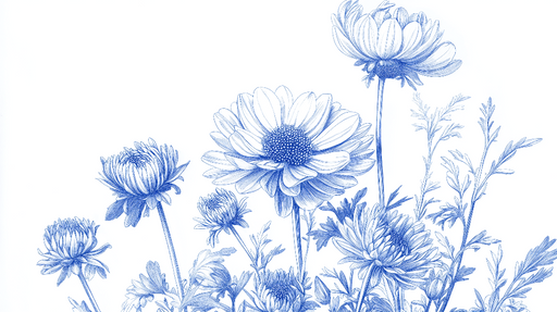 Papier peint fleurs bleues Illustration florale élégante et détaillée
