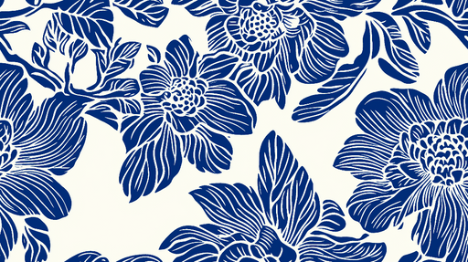 Papier peint fleurs bleues Motif floral élégant sur fond crème