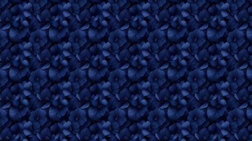 Papier peint fleurs bleues Un motif dense de fleurs bleu nuit aux nuances subtiles