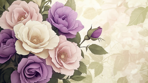 Papier peint fleurs Bouquet de roses pastel