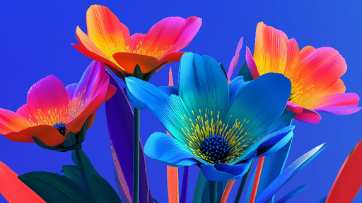 Papier peint fleurs colorées Bouquet de fleurs aux teintes éclatantes