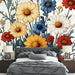 Papier peint floral coloré avec motif de fleurs vibrantes et délicates pour chambre moderne