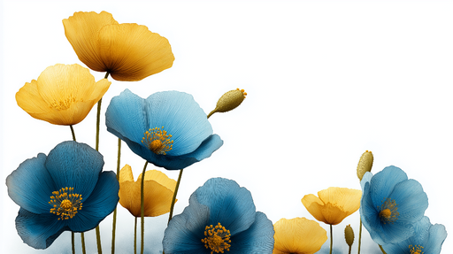 Papier peint fleurs colorées Motifs floraux modernes en bleu et jaune