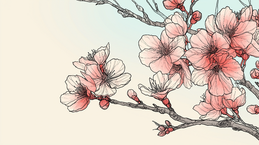 Papier peint fleurs de cerisier Bouquets floraux délicats en rose et blanc sur fond pastel