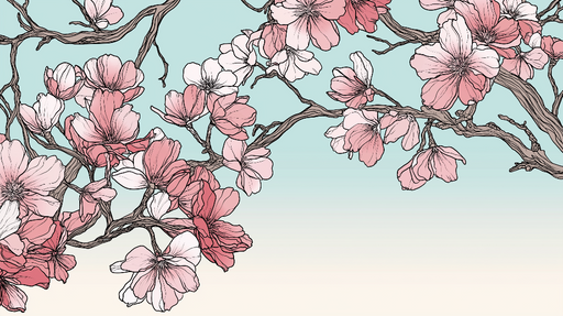 Papier peint fleurs de cerisier Magnifiques fleurs délicates sur un fond pastel apaisant