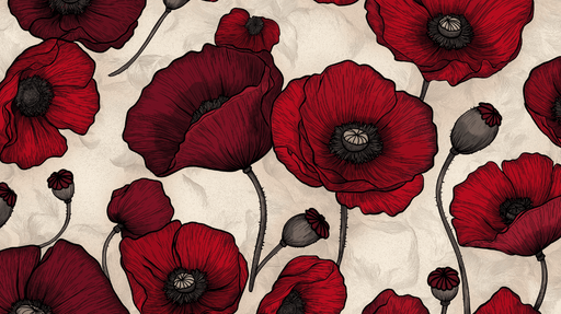 Papier peint fleurs de coquelicots Motifs detaillés et rouge vif