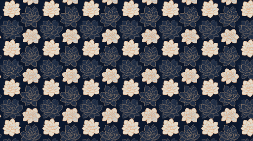 Papier peint fleurs de lotus Motif floral élégant sur fond bleu nuit