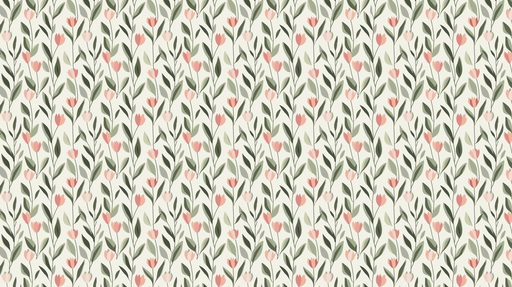 Papier peint fleurs de tulipes Motif élégant de tulipes roses et feuillage délicat