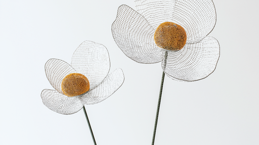 Papier peint fleurs décoratives en métal Sculptures élégantes pour une décoration moderne