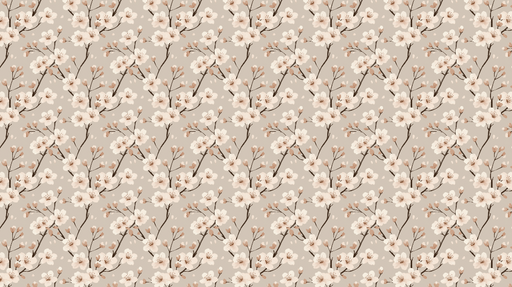 Papier peint fleurs délicates Branches fleuries sur fond beige