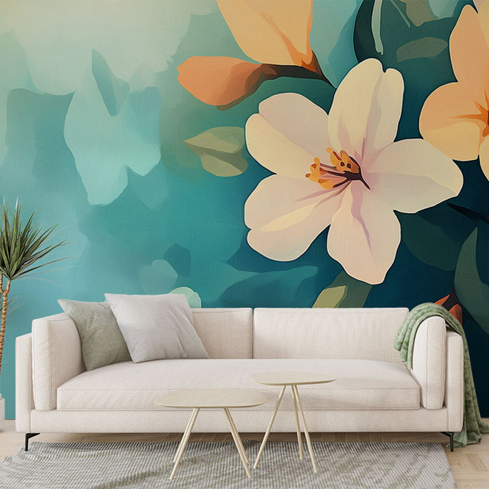 Papier peint fleurs délicates | Fleurs pastel sur fond apaisant