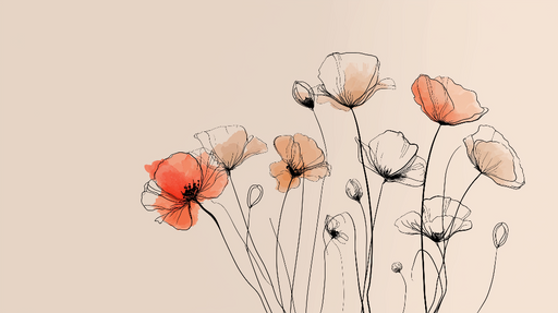 Papier peint fleurs délicates Illustrations florales légères sur fond beige