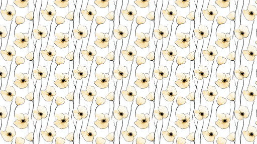 Papier peint fleurs délicates Motif de fleurs blanches et jaunes avec un fond clair