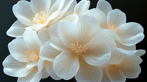 Papier peint fleurs délicates Motif de fleurs blanches et lumineuses sur fond sombre